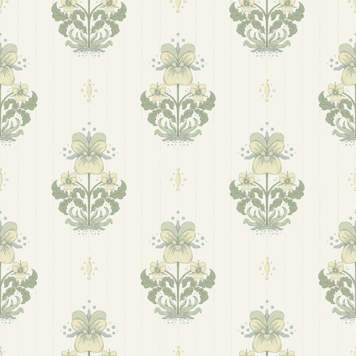 A-Street Prints 4201-48005 Gullvie White Pansies Wallpaper