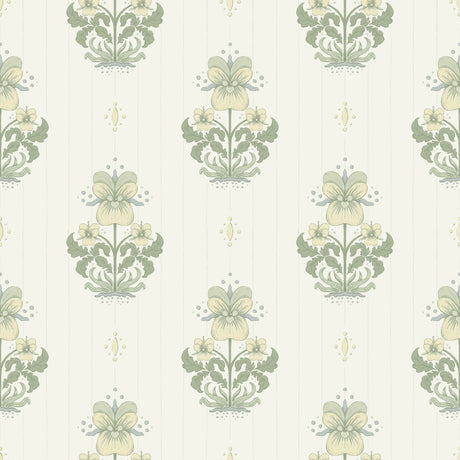 A-Street Prints 4201-48005 Gullvie White Pansies Wallpaper