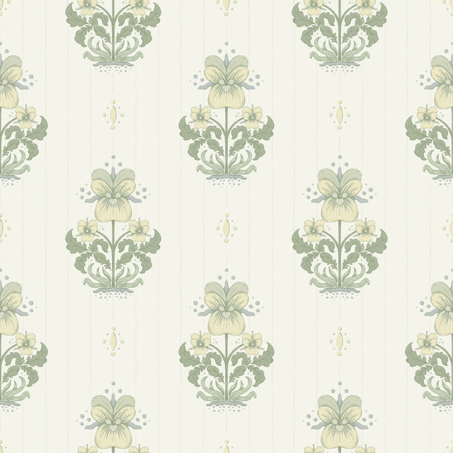 A-Street Prints 4201-48005 Gullvie White Pansies Wallpaper