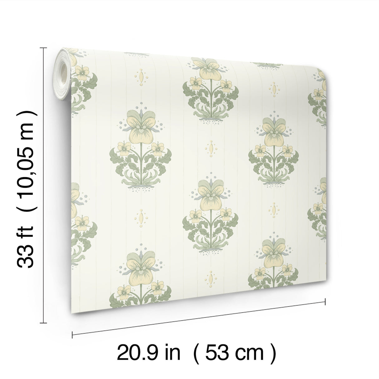 A-Street Prints 4201-48005 Gullvie White Pansies Wallpaper