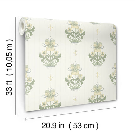 A-Street Prints 4201-48005 Gullvie White Pansies Wallpaper