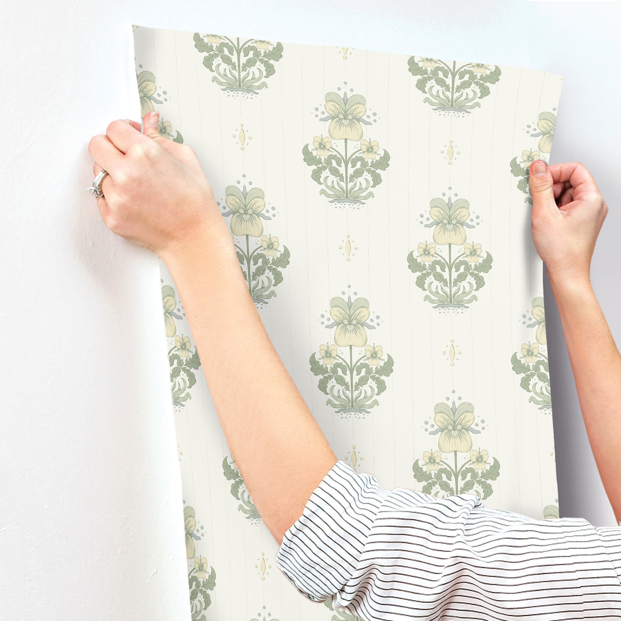 A-Street Prints 4201-48005 Gullvie White Pansies Wallpaper