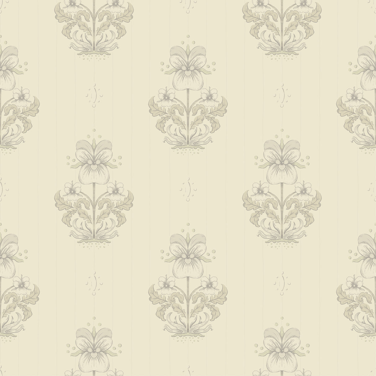 A-Street Prints 4201-48006 Gullvie Cream Pansies Wallpaper