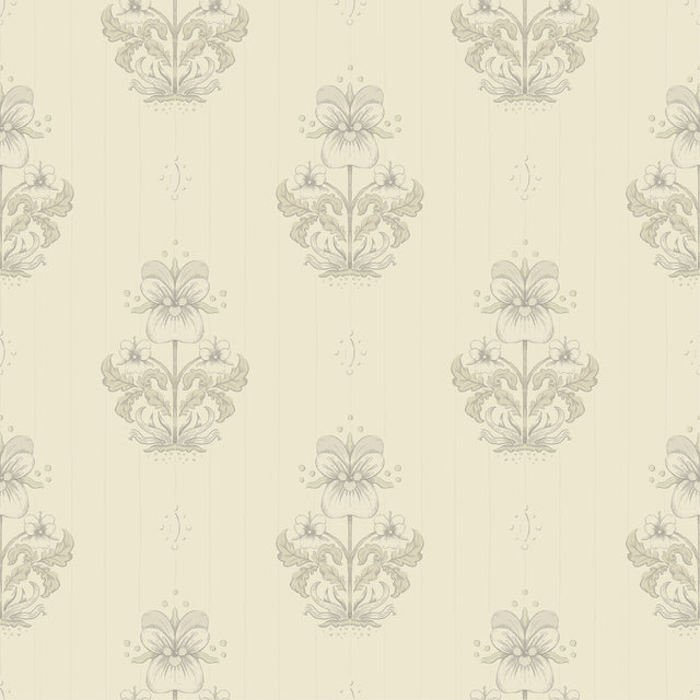 A-Street Prints 4201-48006 Gullvie Cream Pansies Wallpaper