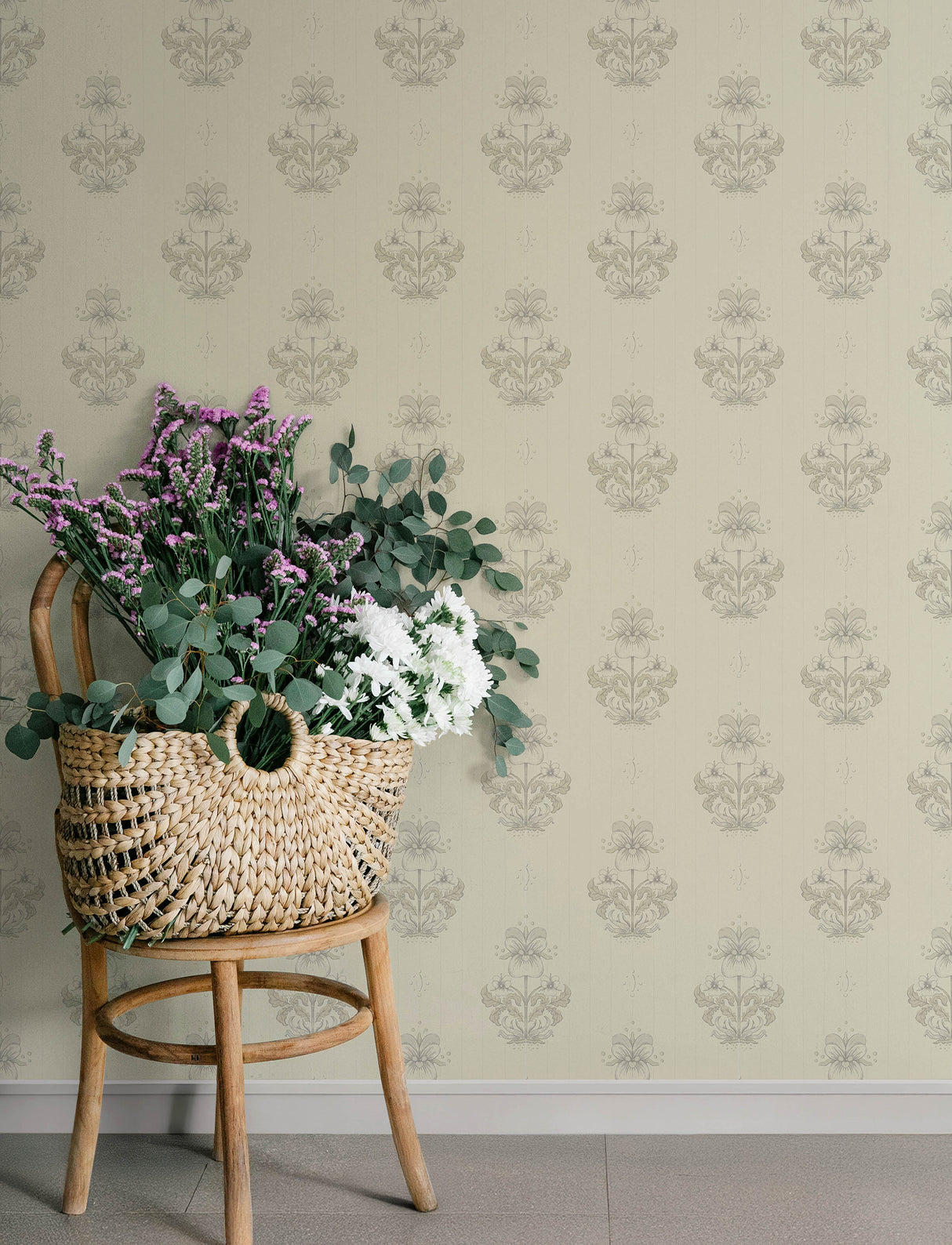 A-Street Prints 4201-48006 Gullvie Cream Pansies Wallpaper