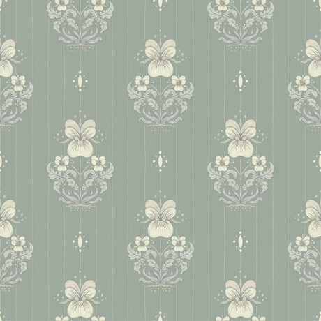 A-Street Prints 4201-48007 Gullvie Seafoam Pansies Wallpaper