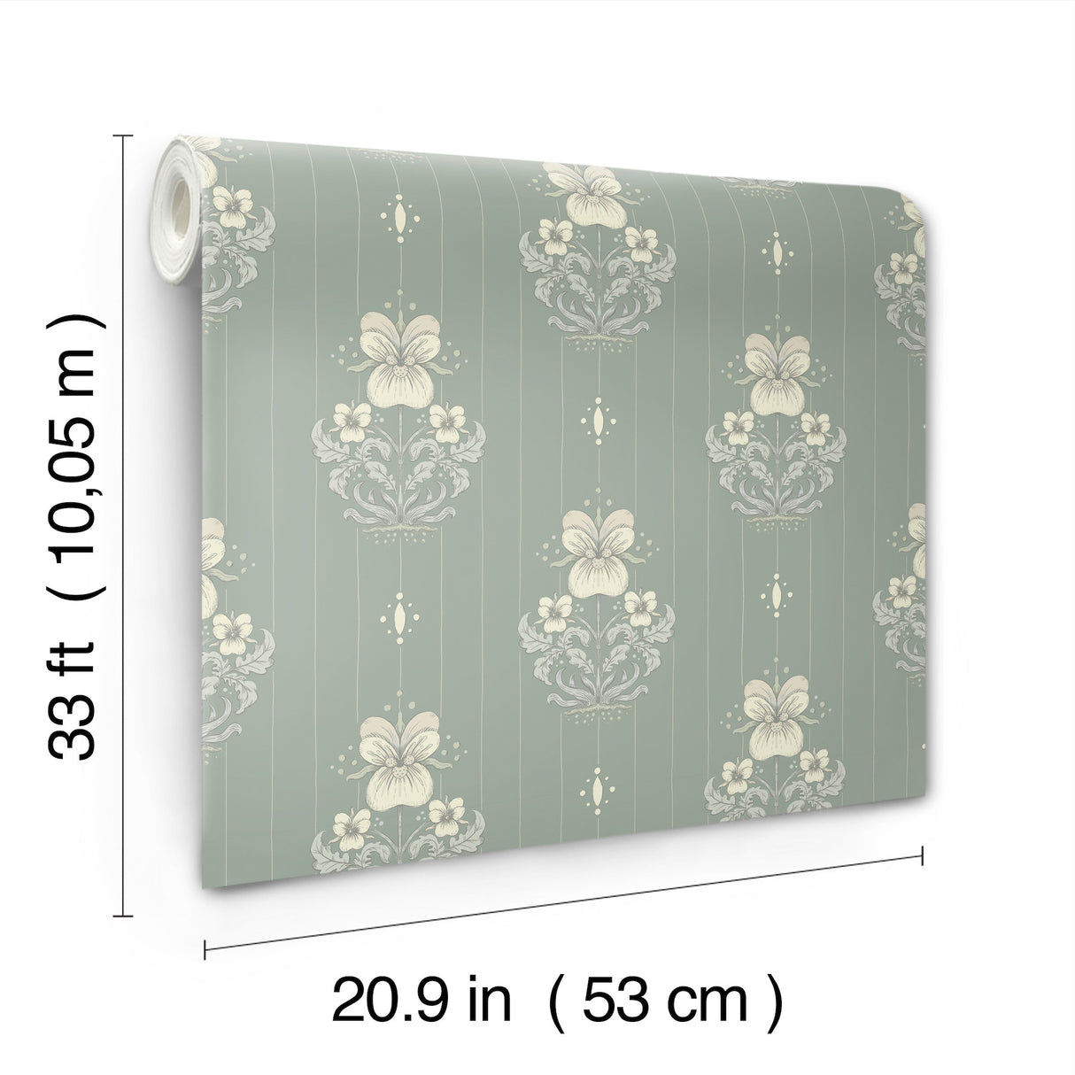 A-Street Prints 4201-48007 Gullvie Seafoam Pansies Wallpaper