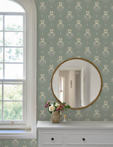 A-Street Prints 4201-48007 Gullvie Seafoam Pansies Wallpaper