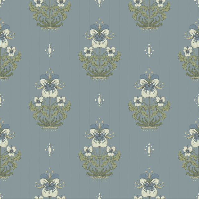 A-Street Prints 4201-48008 Gullvie Light Blue Pansies Wallpa