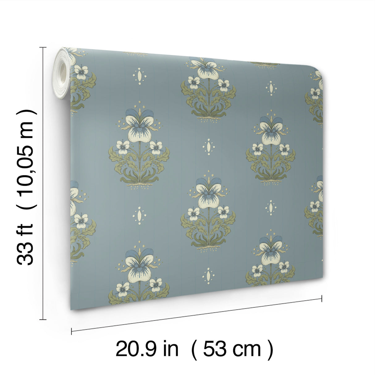 A-Street Prints 4201-48008 Gullvie Light Blue Pansies Wallpa