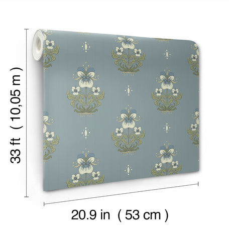 A-Street Prints 4201-48008 Gullvie Light Blue Pansies Wallpa