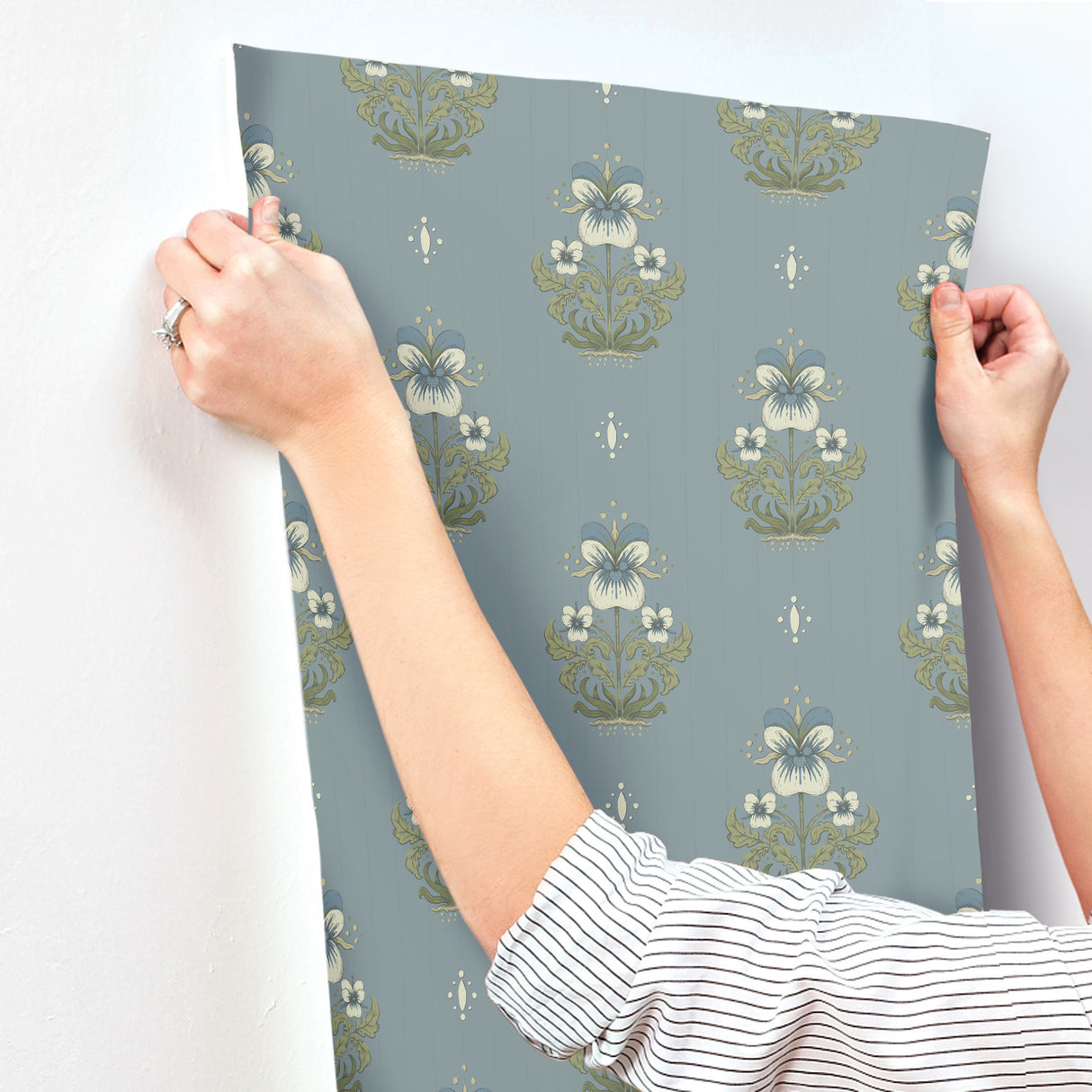 A-Street Prints 4201-48008 Gullvie Light Blue Pansies Wallpa