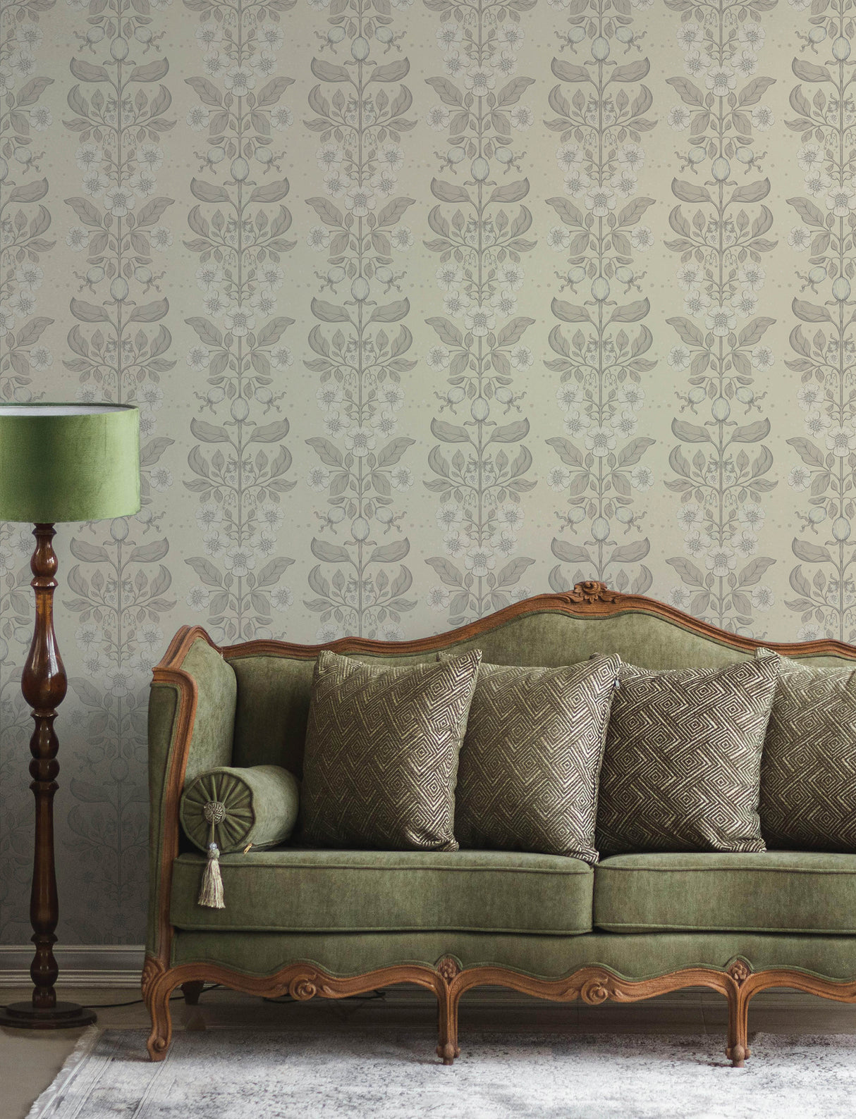 A-Street Prints 4201-48009 Rosa Cream Floral Columns Wallpap