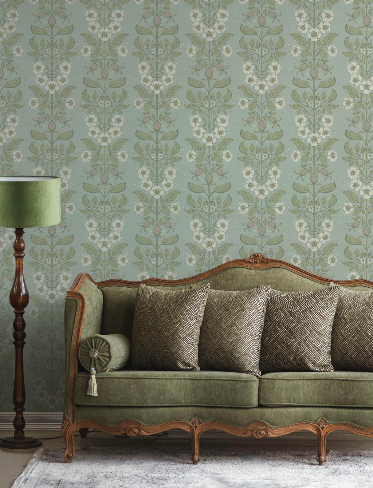 A-Street Prints 4201-48011 Rosa Sky Blue Floral Columns Wall