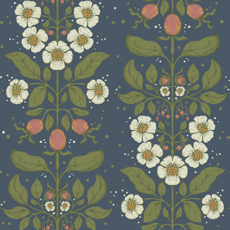 A-Street Prints 4201-48013 Rosa Navy Floral Columns Wallpape