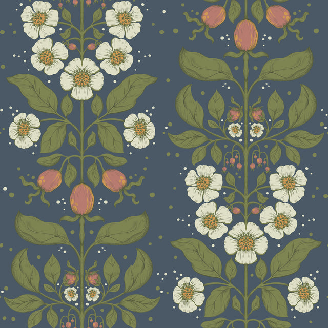 A-Street Prints 4201-48013 Rosa Navy Floral Columns Wallpape