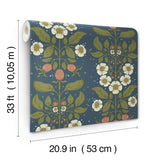 A-Street Prints 4201-48013 Rosa Navy Floral Columns Wallpape