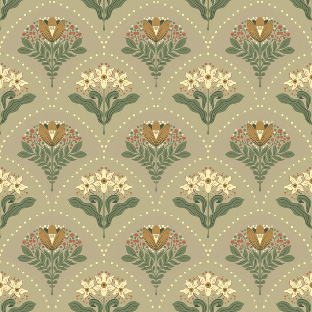 A-Street Prints 4201-48017 Maj Taupe Floral Damask Wallpaper