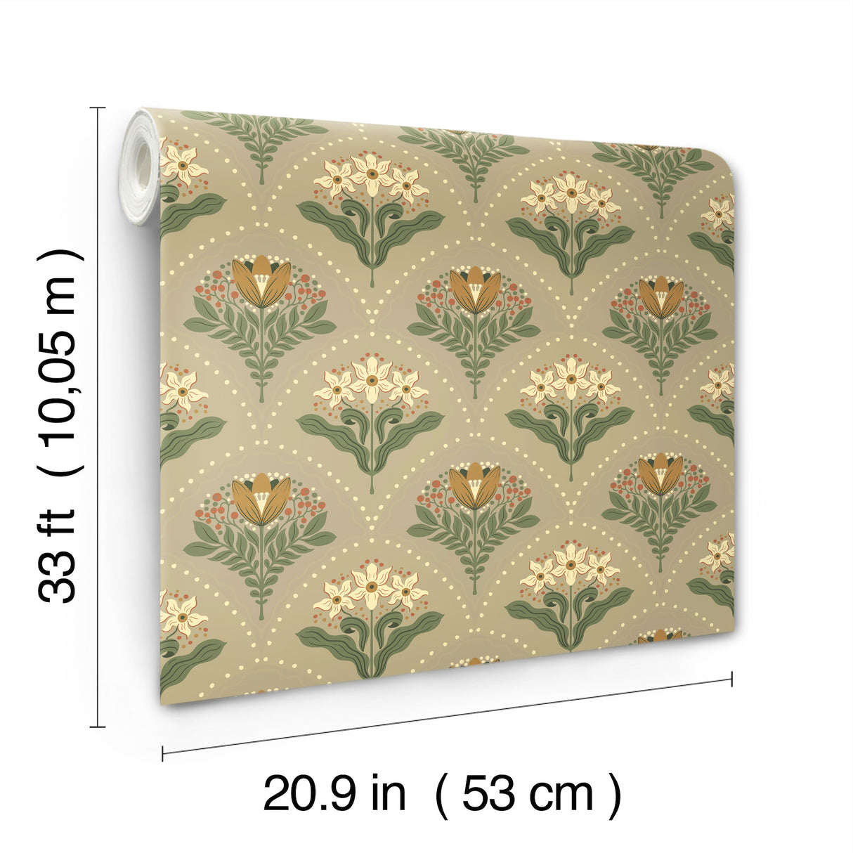 A-Street Prints 4201-48017 Maj Taupe Floral Damask Wallpaper