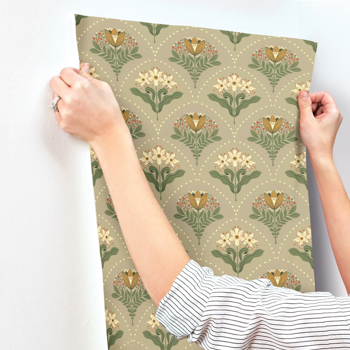 A-Street Prints 4201-48017 Maj Taupe Floral Damask Wallpaper