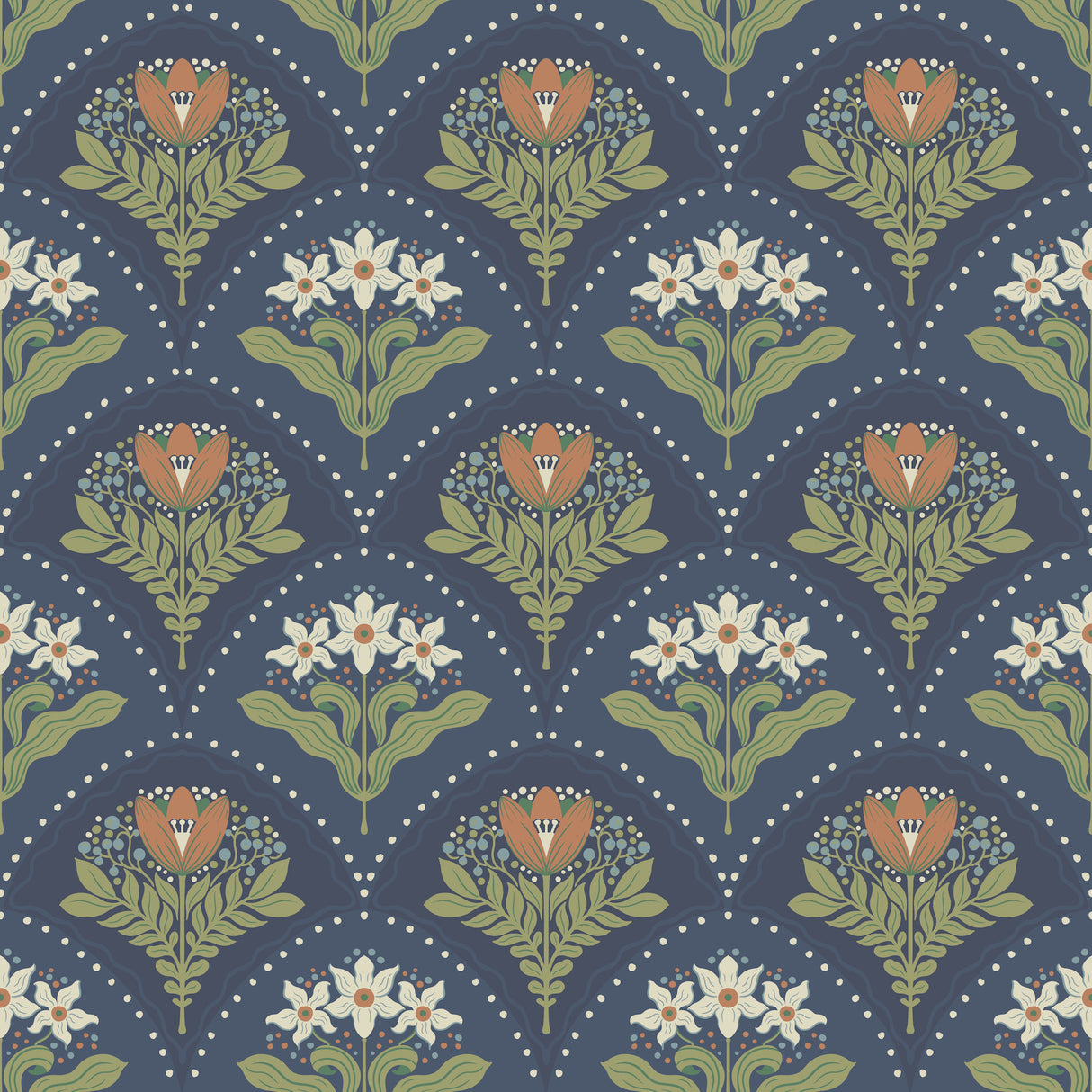 A-Street Prints 4201-48018 Maj Navy Floral Damask Wallpaper