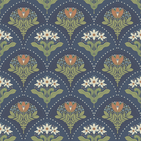 A-Street Prints 4201-48018 Maj Navy Floral Damask Wallpaper