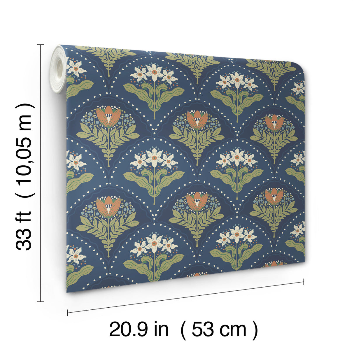 A-Street Prints 4201-48018 Maj Navy Floral Damask Wallpaper