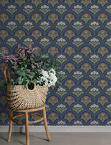 A-Street Prints 4201-48018 Maj Navy Floral Damask Wallpaper