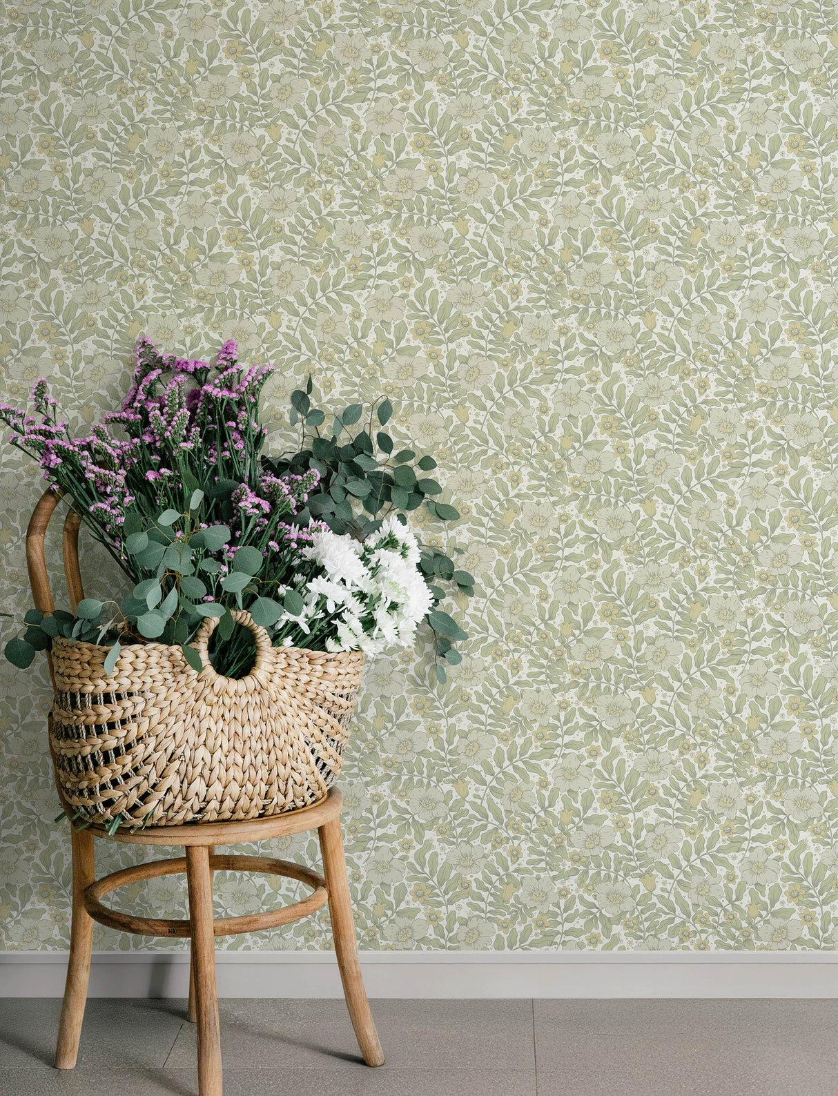 A-Street Prints 4201-48019 Maggan Sage Floral Trail Wallpape