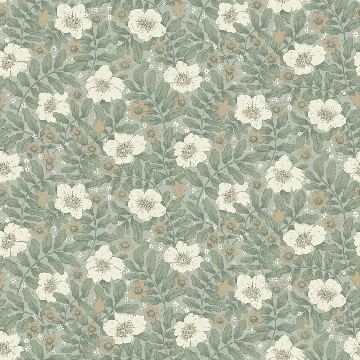 A-Street Prints 4201-48020 Maggan Sea Green Floral Trail Wal