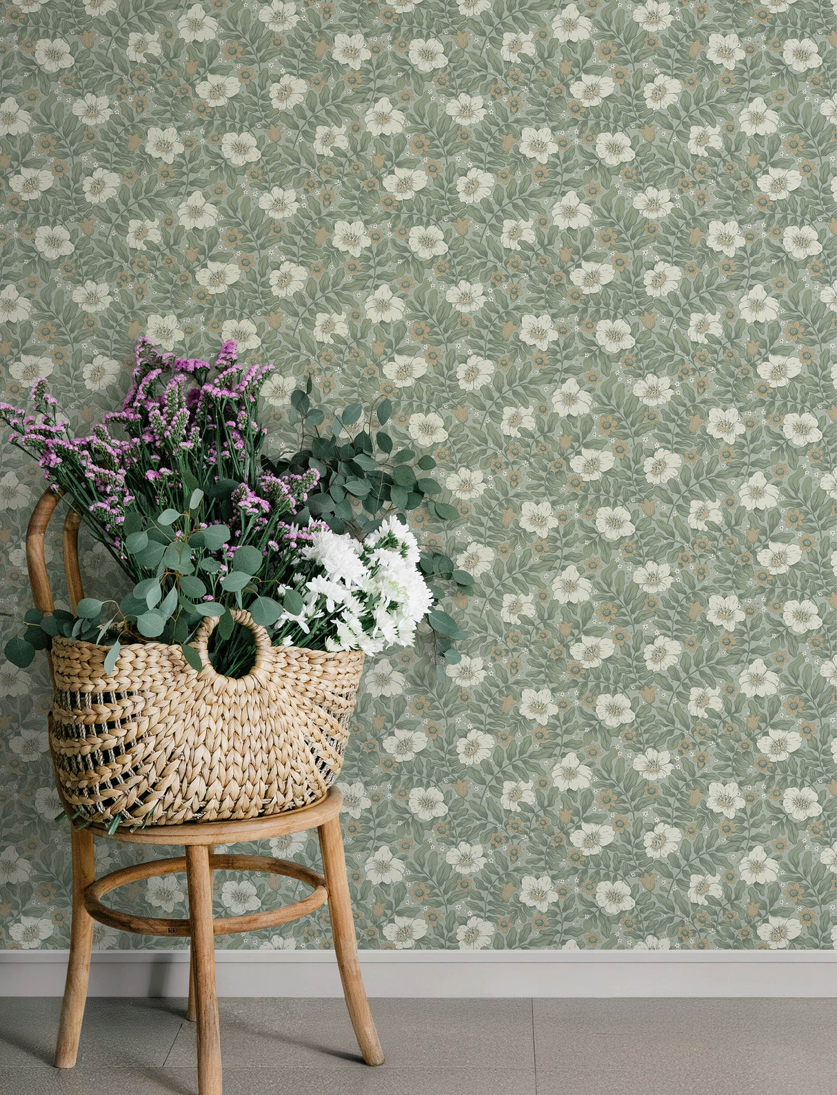 A-Street Prints 4201-48020 Maggan Sea Green Floral Trail Wal