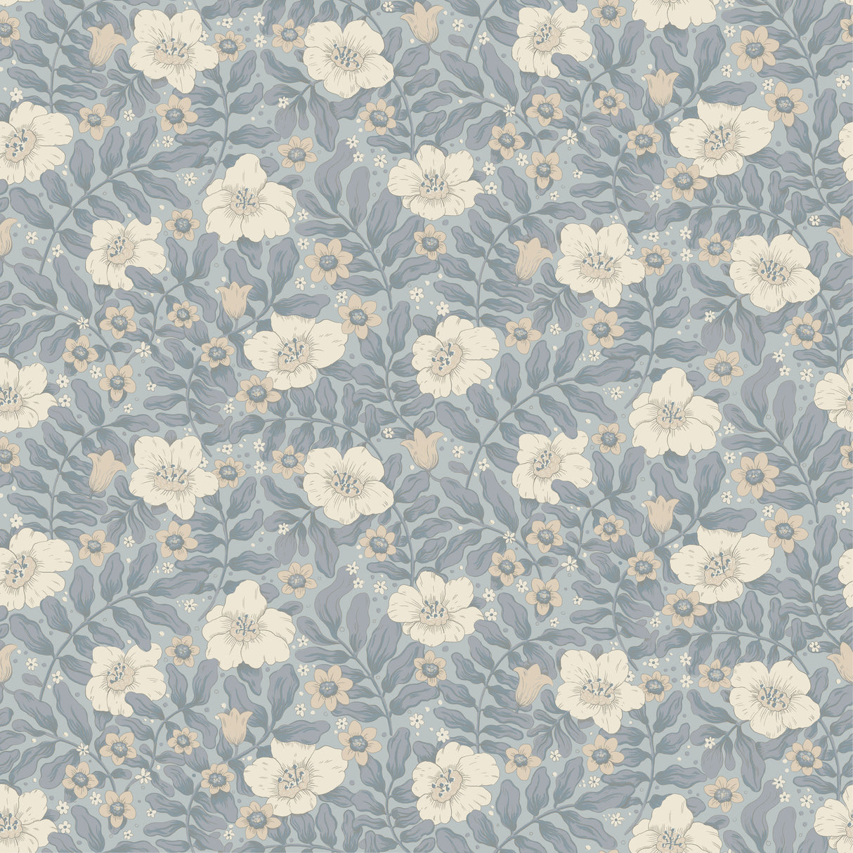 A-Street Prints 4201-48023 Maggan Blue Floral Trail Wallpape