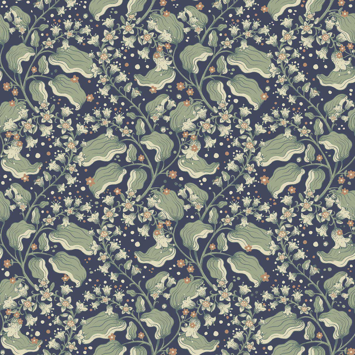 A-Street Prints 4201-48027 Syren Navy Dainty Floral Wallpape