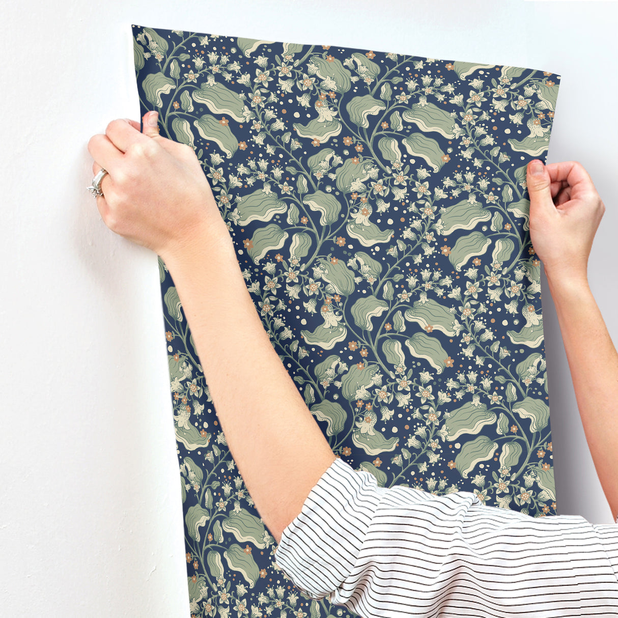 A-Street Prints 4201-48027 Syren Navy Dainty Floral Wallpape