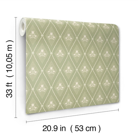 A-Street Prints 4201-48030 Alma Moss Diamond Floral Wallpape