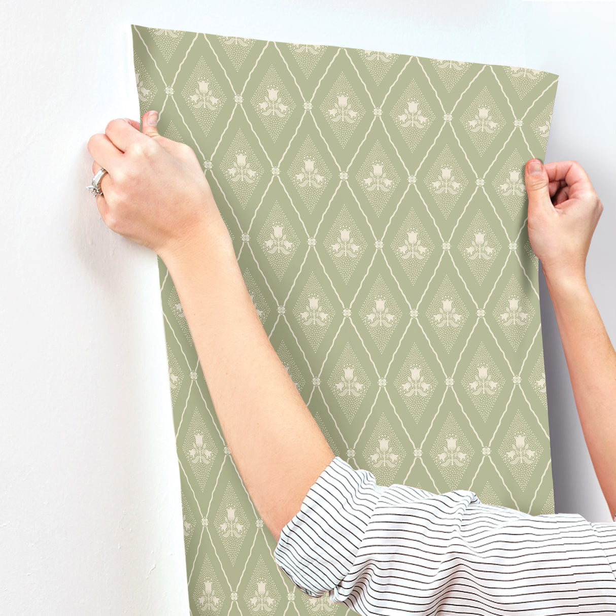 A-Street Prints 4201-48030 Alma Moss Diamond Floral Wallpape