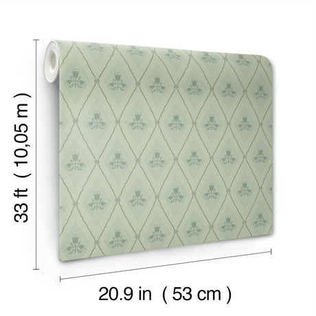 A-Street Prints 4201-48031 Alma Mint Diamond Floral Wallpape