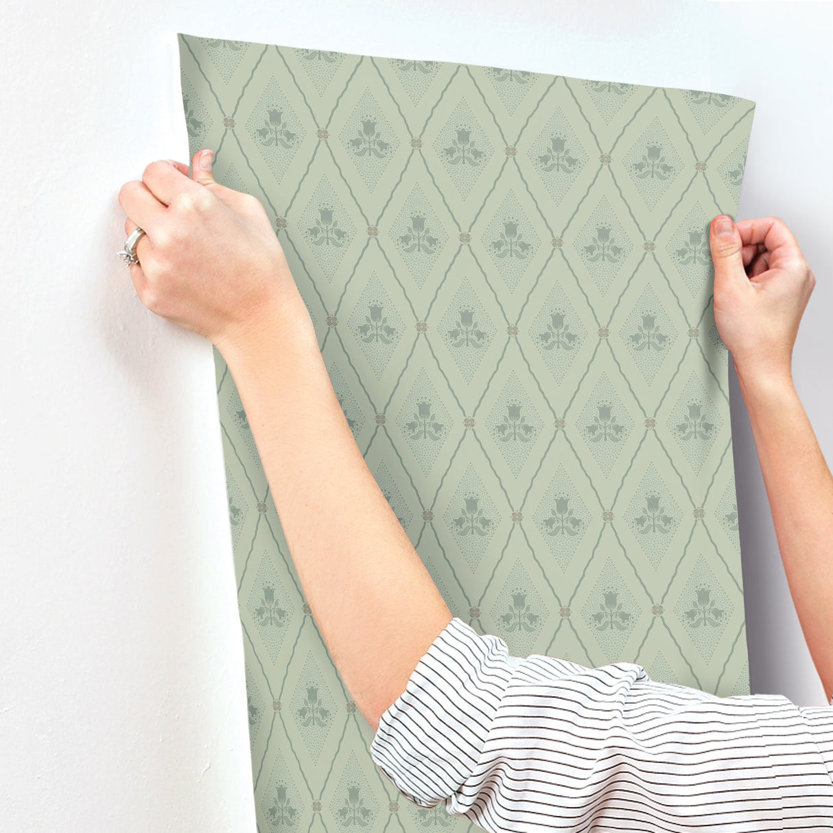A-Street Prints 4201-48031 Alma Mint Diamond Floral Wallpape