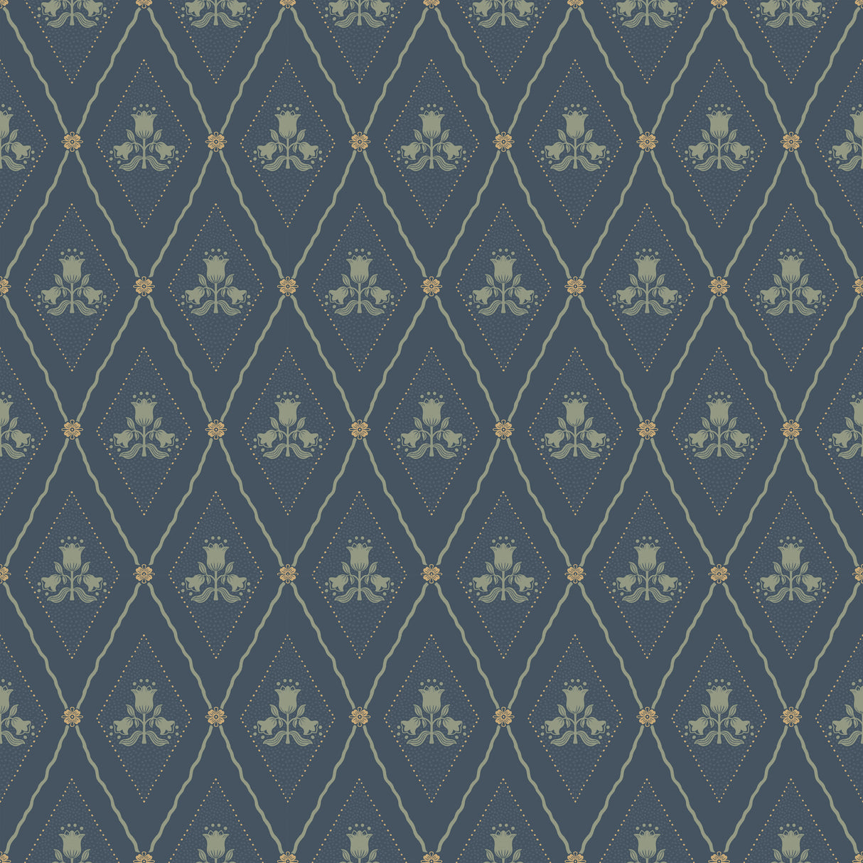 A-Street Prints 4201-48033 Alma Navy Diamond Floral Wallpape