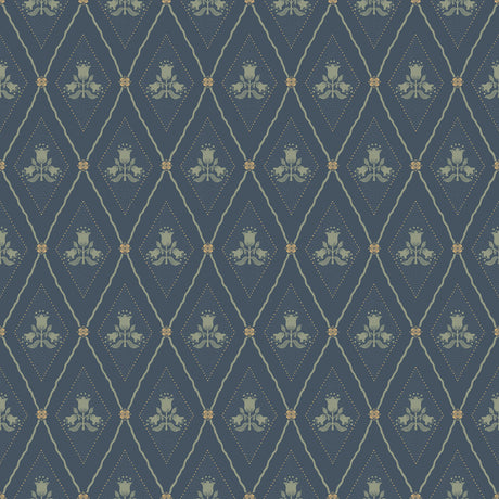 A-Street Prints 4201-48033 Alma Navy Diamond Floral Wallpape