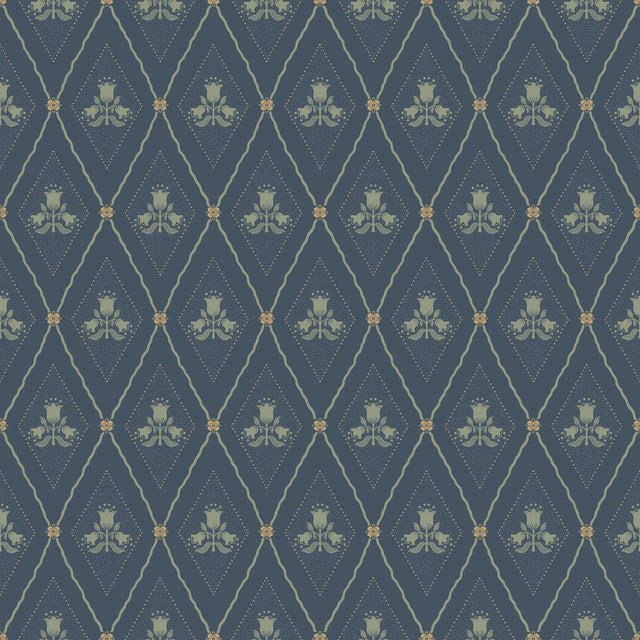 A-Street Prints 4201-48033 Alma Navy Diamond Floral Wallpape