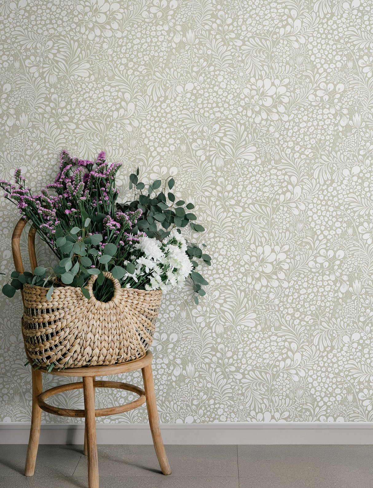A-Street Prints 4201-65131 Siv Dark Grey Botanical Wallpaper