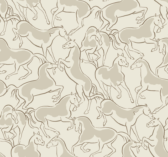 Ronald Redding 4211-83503 Dressage Beige Stallions Wallpaper