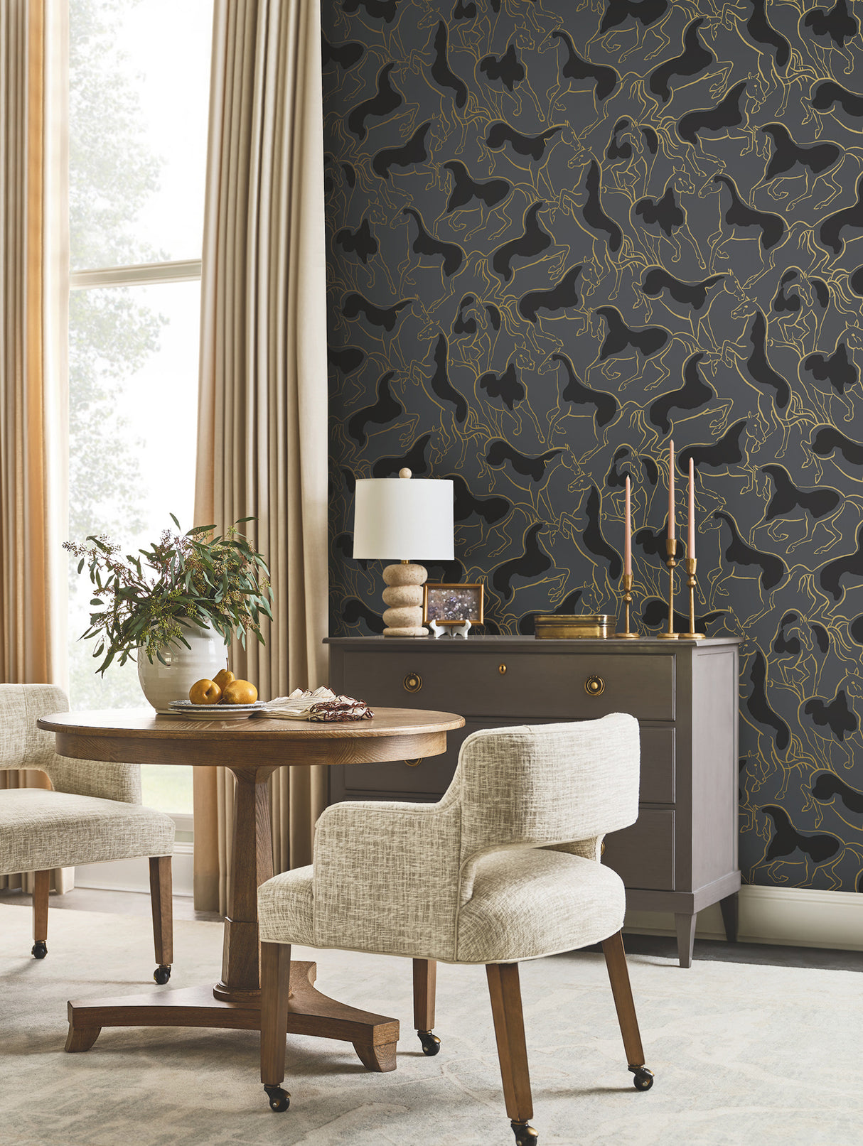 Ronald Redding 4211-83504 Dressage Gold Stallions Wallpaper