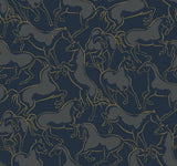 Ronald Redding 4211-83506 Dressage Navy Stallions Wallpaper