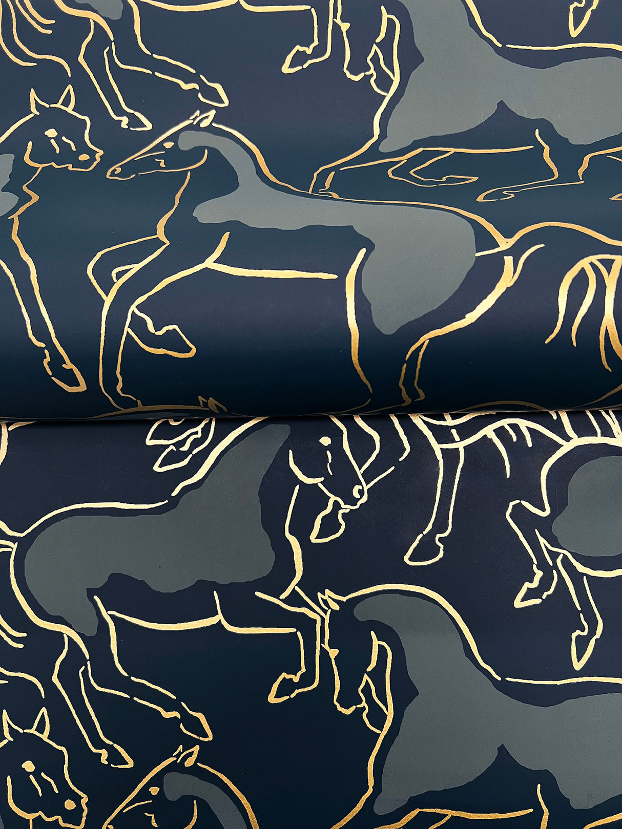 Ronald Redding 4211-83506 Dressage Navy Stallions Wallpaper