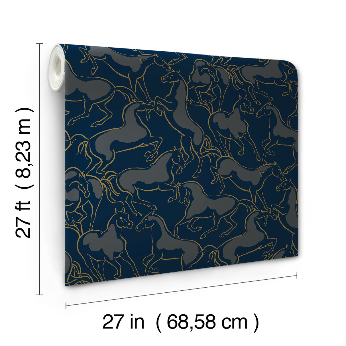 Ronald Redding 4211-83506 Dressage Navy Stallions Wallpaper