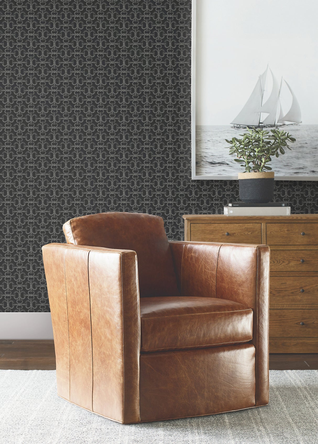 Ronald Redding 4211-83510 Polo Black Horse Bits Wallpaper