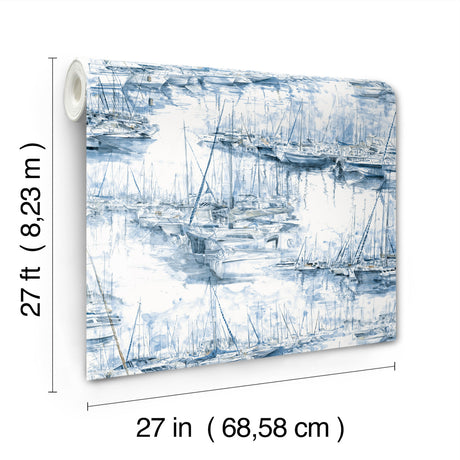 Ronald Redding 4211-83511 Yacht Club Blue Scenic Wallpaper