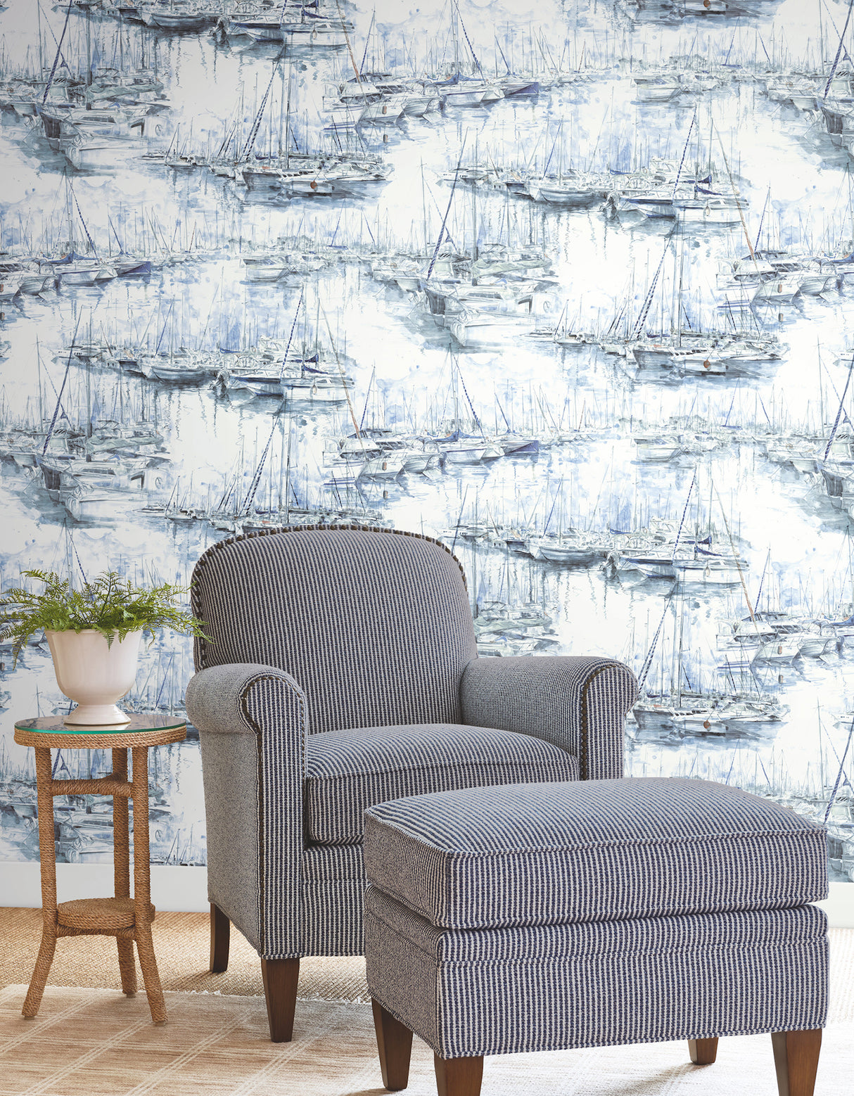 Ronald Redding 4211-83511 Yacht Club Blue Scenic Wallpaper